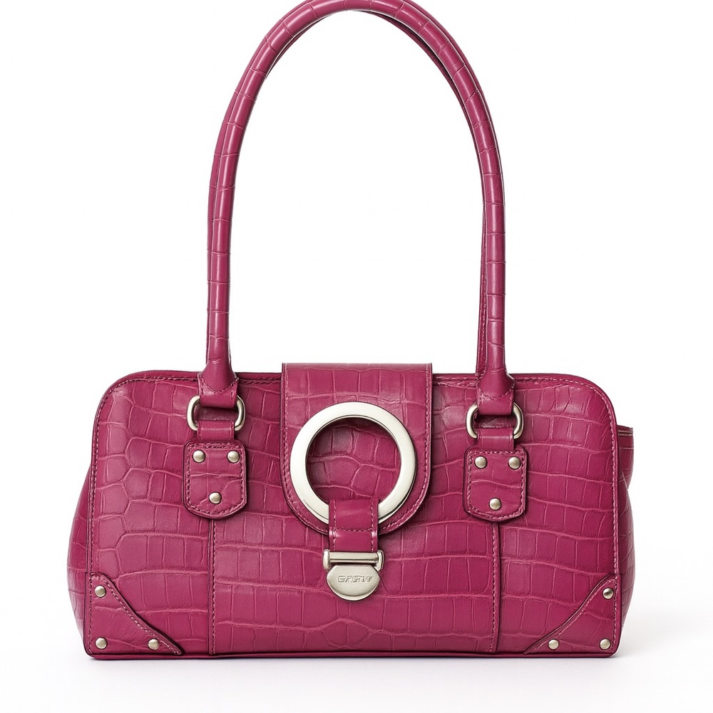 Minicci Magenta Croc-Embossed Shoulder Bag